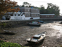 물이 빠져나가 바닥이 보이는 당답진굴강 전경