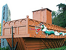 나무로 만들어진 판옥선 모습