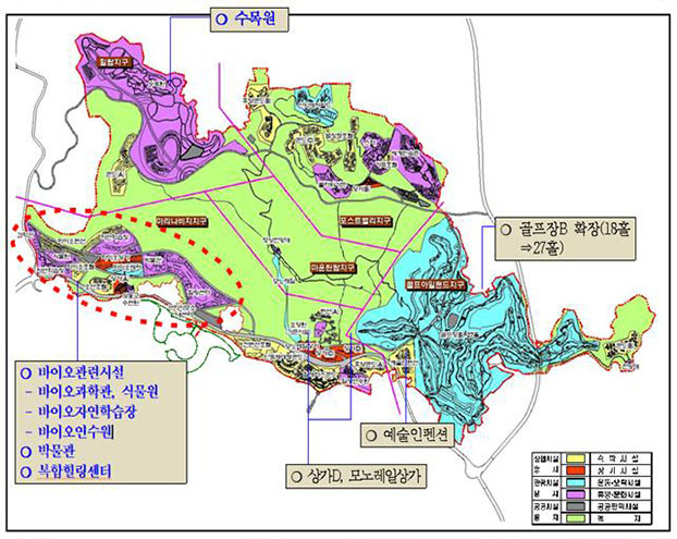 화양지구 복합관광단지 업종별배치계획도