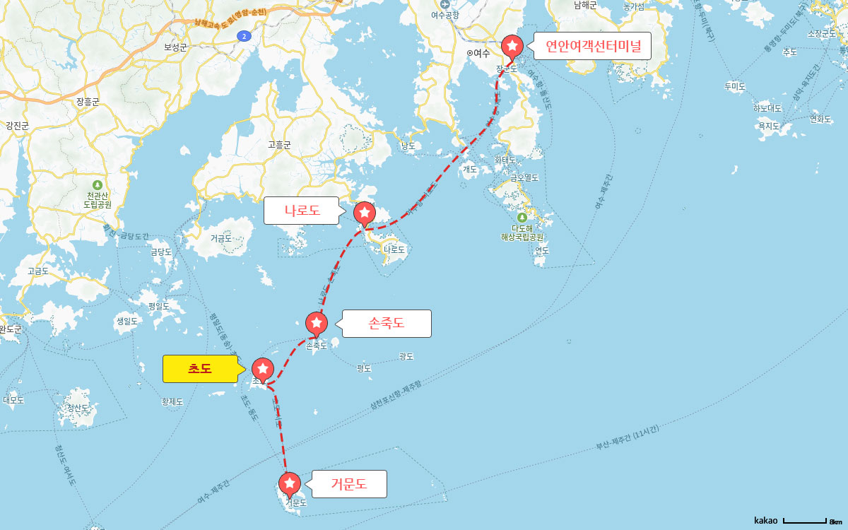 사도 전라남도 여수시 화정면 낭도리 사도선착장 표시한 지도