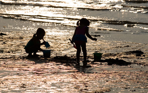갯벌체험을 하는 아이들