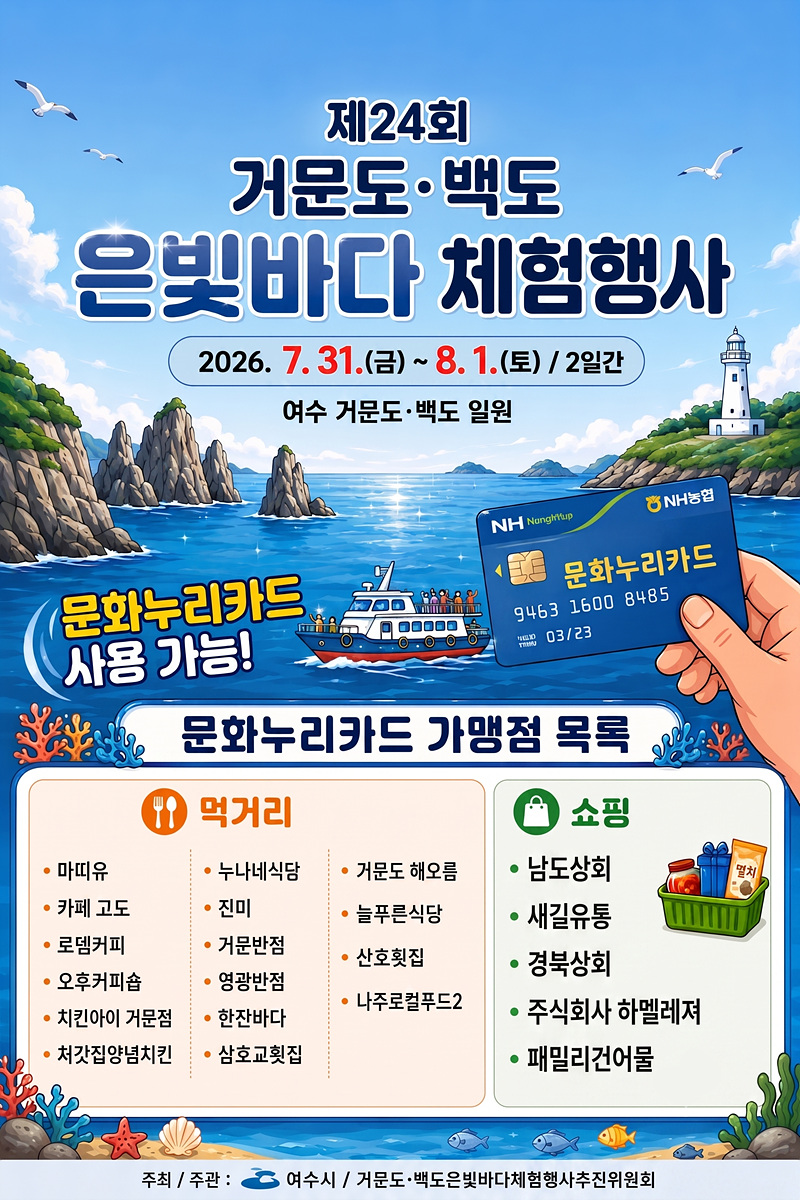 6 여수시, ‘문화누리카드’로 즐기는 거문도·백도 은빛바다 체험행사.jpg